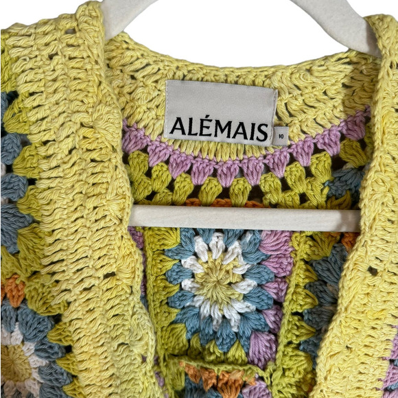 Alemais Petra Crochet Open Front Cardigan Yellow Multi 10 - Picture 5 of 8